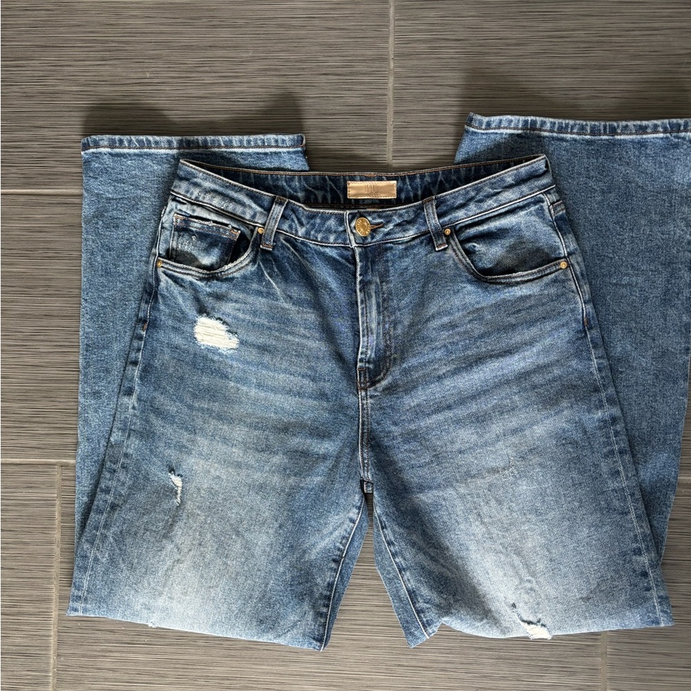 Kut from the Kloth Miller Wide Leg High Rise Distressed Jeans